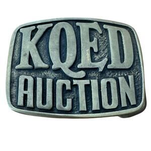 Vintage 1978 KQED Auction Brass Belt Buckle San Francisco Public FM Radio